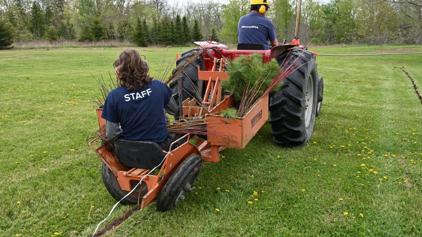 NPCA restoration staff planting bareroot trees