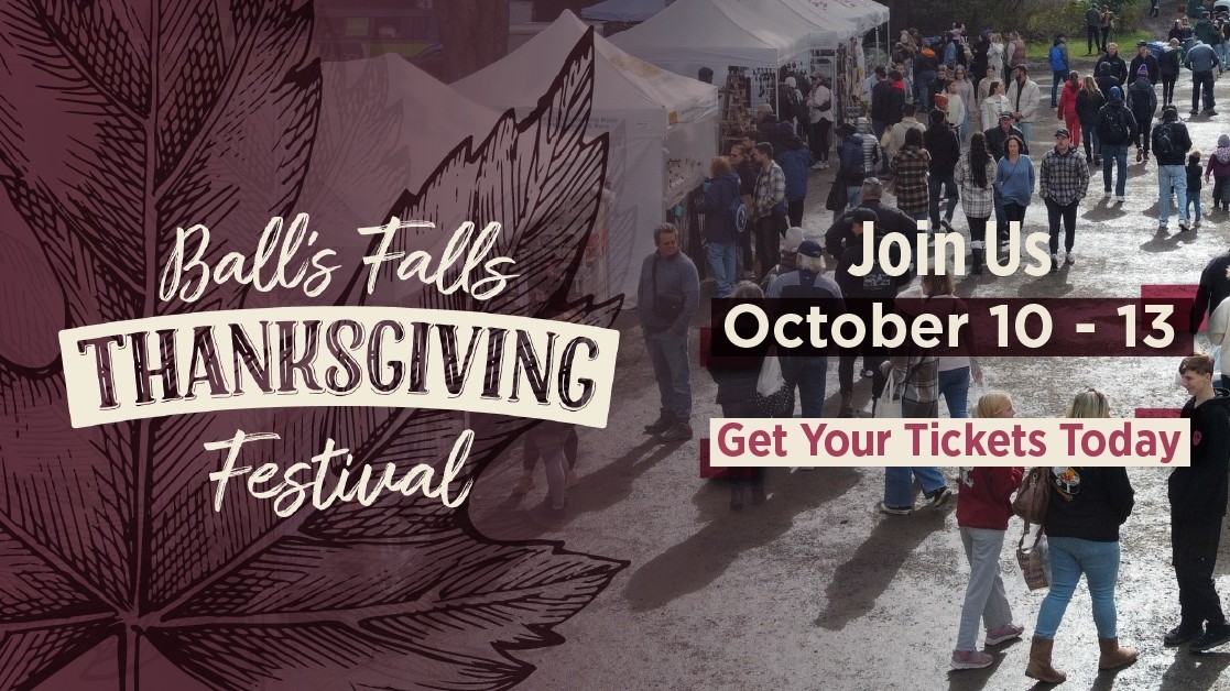 Graphic with thanksgiving festival logo and dates of October 10 to 13, with message saying get your tickets today