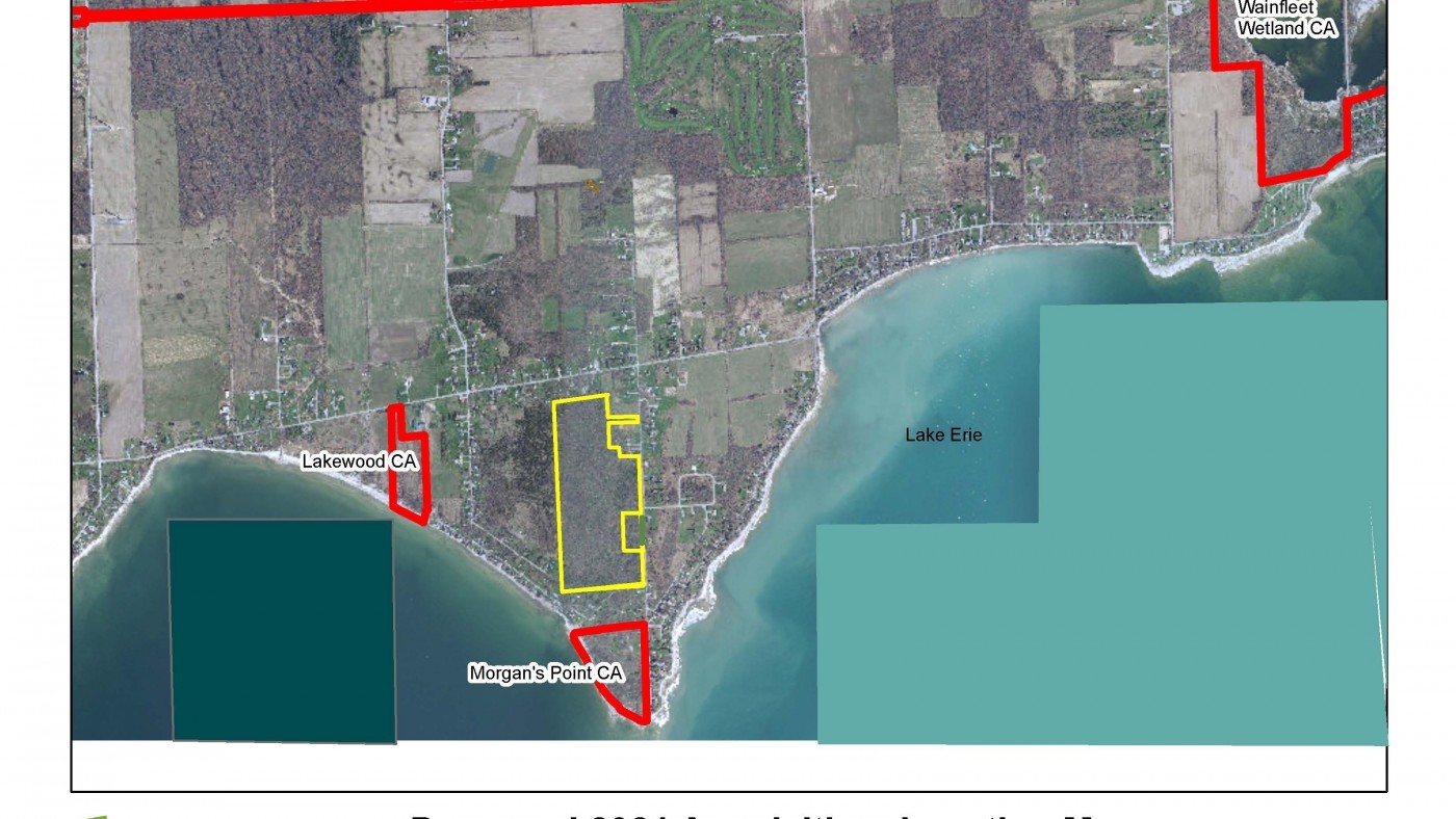 GIS Map of New Wainfleet Property Acquisition- Yellow Area 