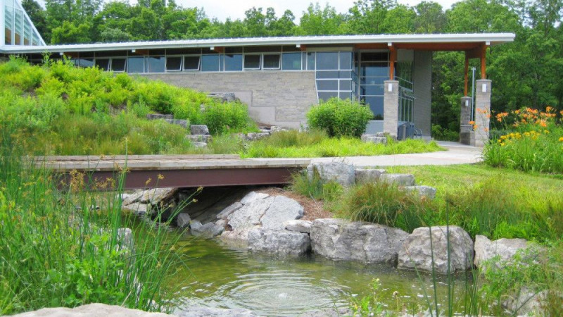 Exterior of Glen Elgin with bridge and stream
