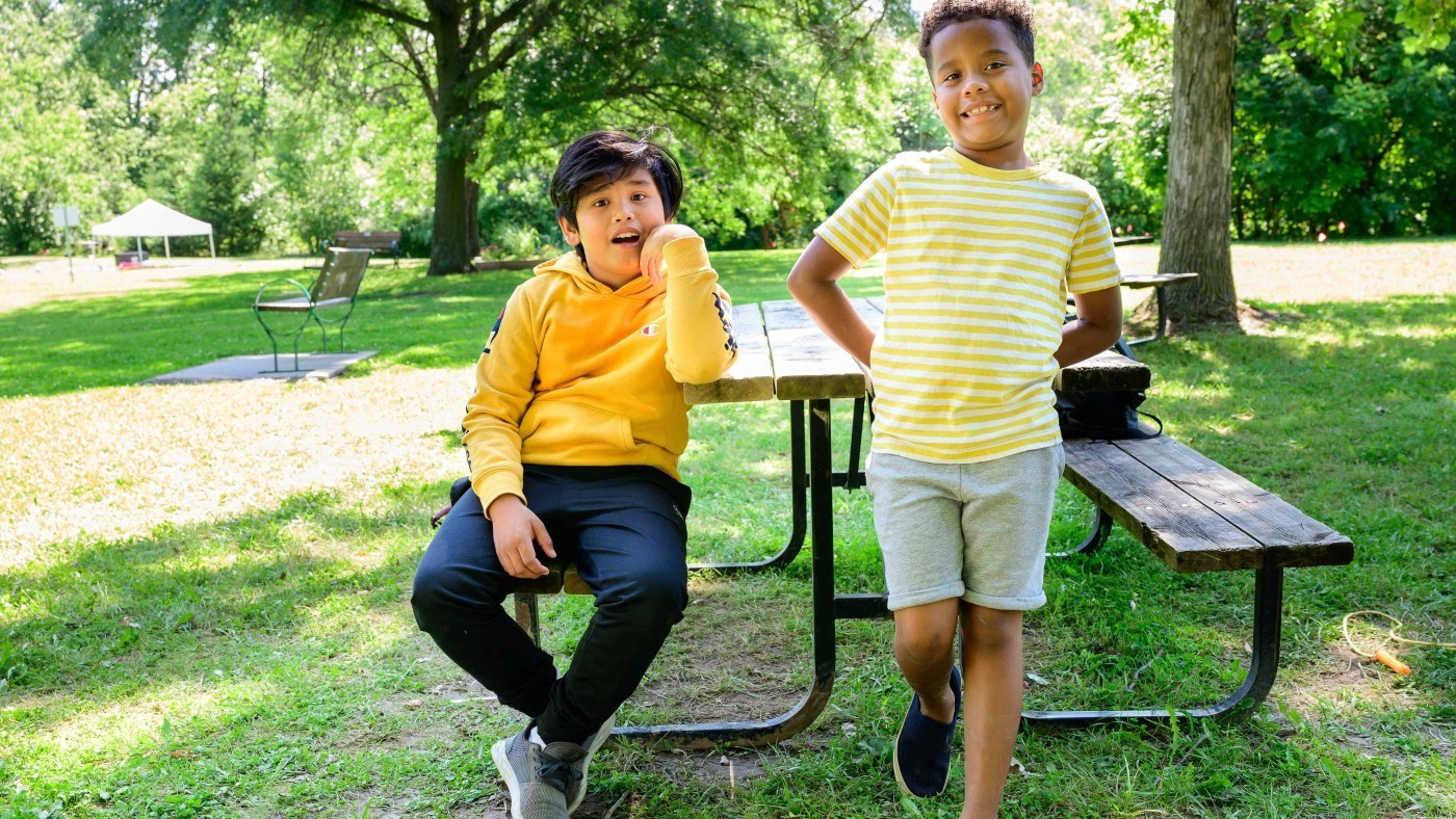 Children on lunch break during camp day